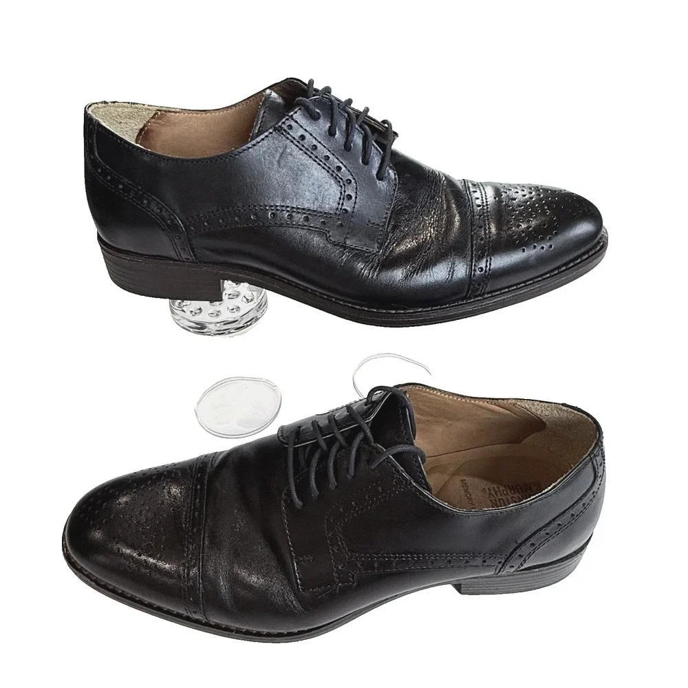 Johnston & Murphy Lewis Cap Toe Oxford Dress Shoe Men US 10 M Black Leather